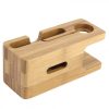 Suport de incarcare din bambus pentru 2 dispozitive, culoaremodel Crem