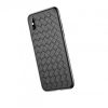 Husa telefon pentru Iphone 8, impletita, imitatie piele, culoaremodel Negru