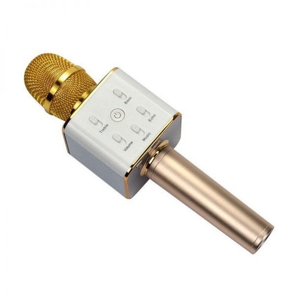 Microfon karaoke wireless, cu boxa incorporata, Gonga, culoaremodel Auriu