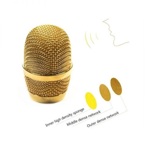 Microfon karaoke wireless, cu boxa incorporata, Gonga, culoaremodel Auriu
