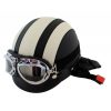 Casca moto model vintage cu ochelari, culoaremodel Bej