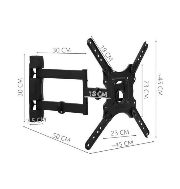 Suport ajustabil de perete pentru TV, 26″-55″, 50 kg, negru