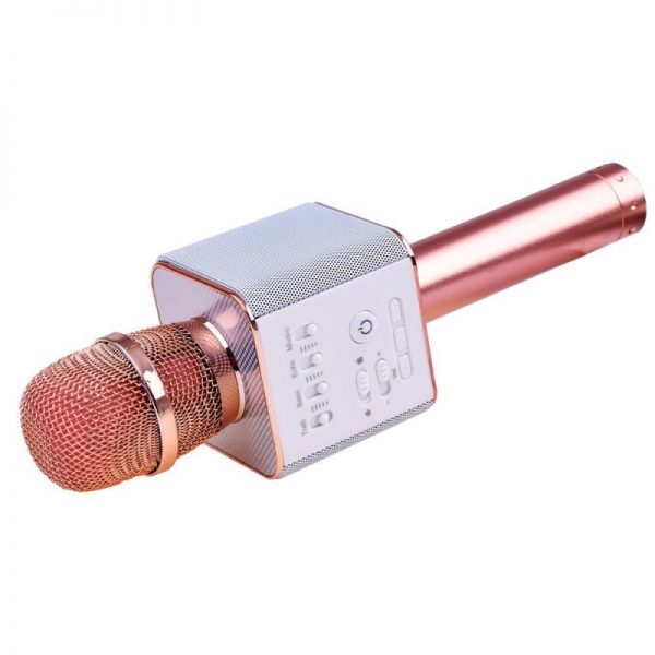 Microfon karaoke wireless, cu boxa incorporata, rose gold, Gonga