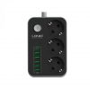 Prelungitor LDNIO cu 3 prize 220V si 6 porturi USB, negru