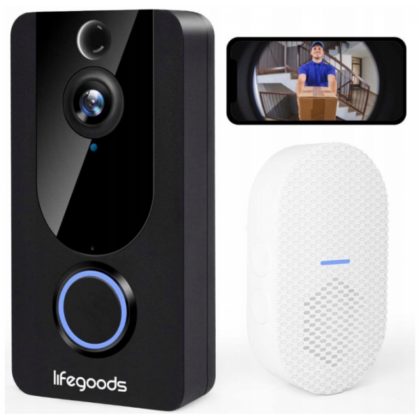 Sonerie cu camera video, Wireless, Gonga, culoaremodel Negru