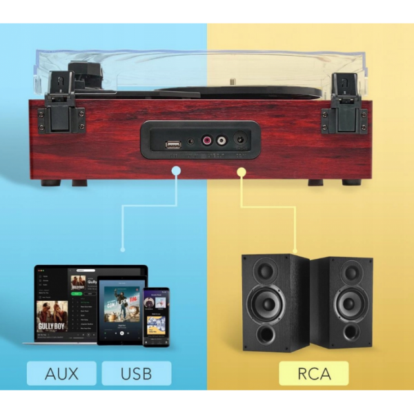 Boxa portabila model gramofon, BLuetooth, Gonga, culoaremodel Visiniu