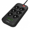 Prelungitor cu 6 prize 220V si 4 porturi USB, negru, culoaremodel Negru