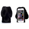 Husa cu blanita iepuras, pentru iPhone, negru, culoaremodel Negru, marime iPhone 13/13 Pro
