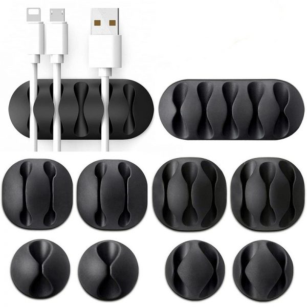 Set 10 bucatati, organizatoare de cabluri, diverse marime, Gonga, culoaremodel Negru