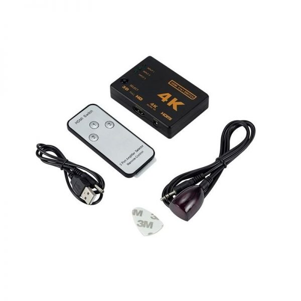 Splitter 4K HDMI, 1080p, switch 3in1 cu telecomanda,Gonga®, culoaremodel Negru