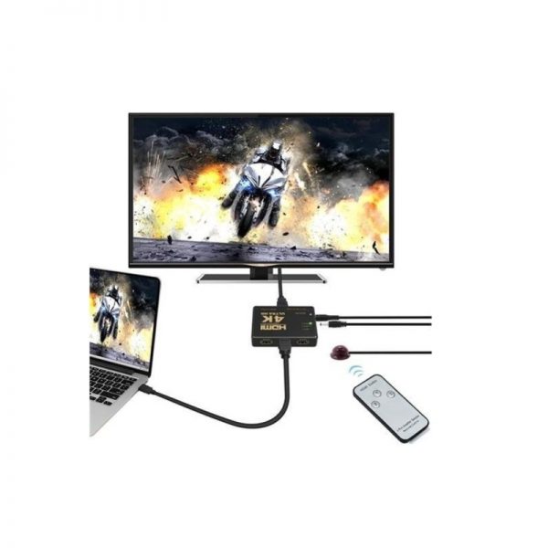 Splitter 4K HDMI, 1080p, switch 3in1 cu telecomanda,Gonga®, culoaremodel Negru