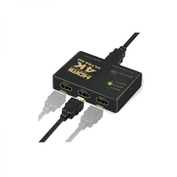 Splitter 4K HDMI, 1080p, switch 3in1 cu telecomanda,Gonga®, culoaremodel Negru