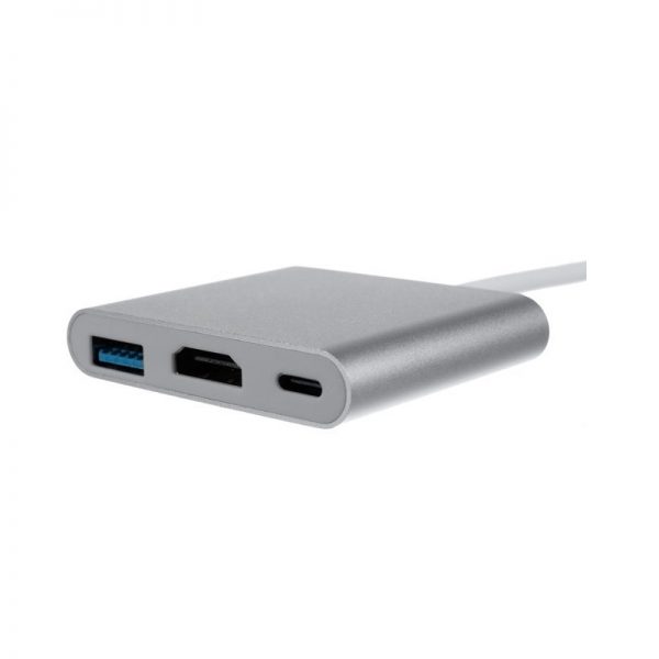 Adaptor 3 in 1, HUB USB-C HDMI,Gonga®, culoaremodel Argintiu