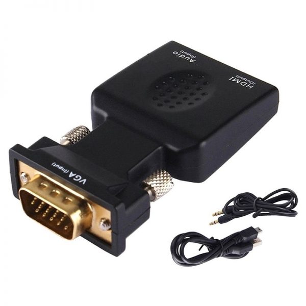 Convertor/adaptor video/audio de înaltă calitate de la VGA (D-Sub) la HDMI, Gonga®, culoaremodel Negru
