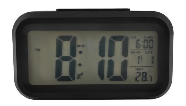 Ceas de birou cu statie meteo si ecran LCD, negru