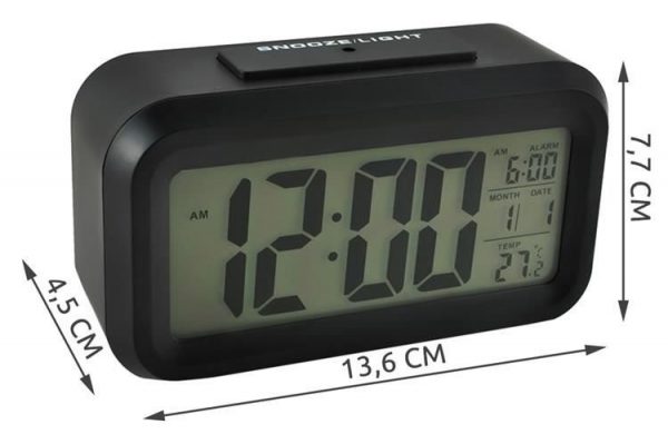 Ceas de birou cu statie meteo si ecran LCD, negru