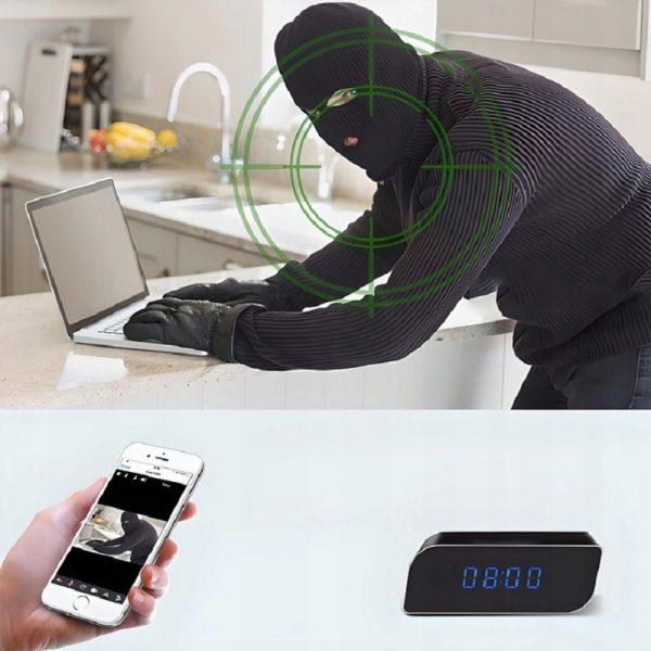 Ceas digital cu camera ascunsa, 1920 x 1080, Gonga®, culoaremodel Negru