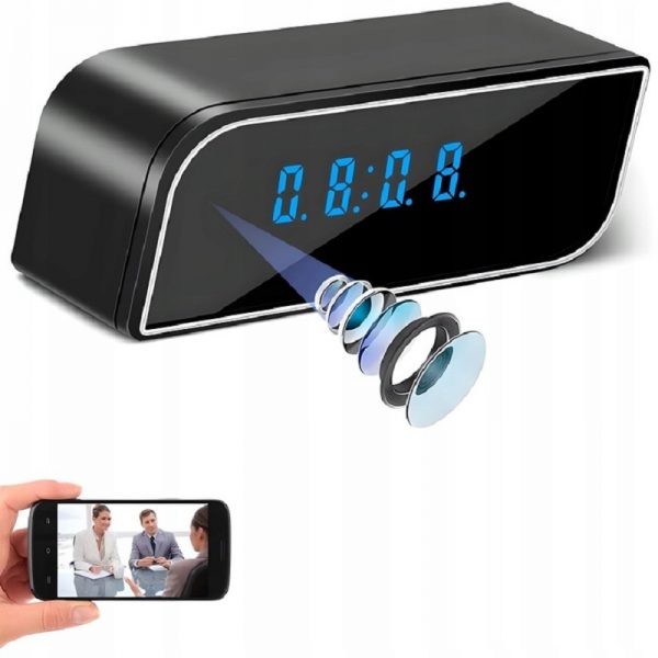 Ceas digital cu camera ascunsa, 1920 x 1080, Gonga®, culoaremodel Negru