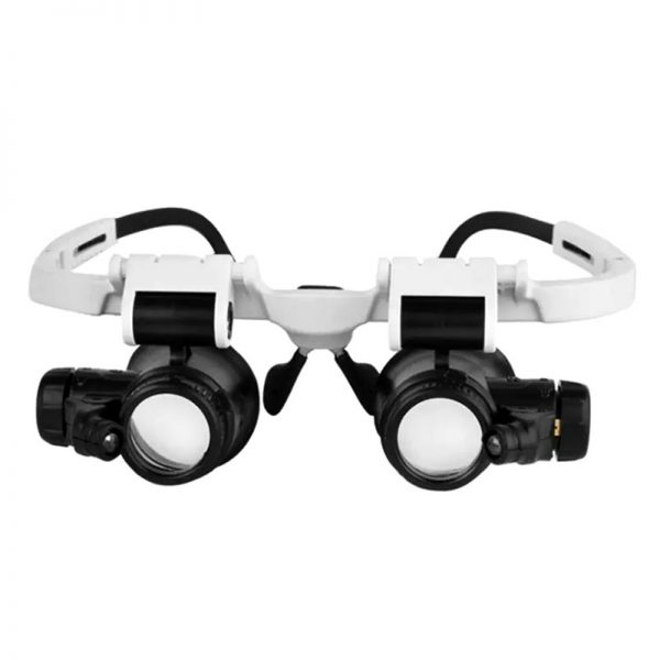 Ochelari de ceasornicar/lupe, marire x8 si x23, iluminare led, Gonga®, culoaremodel Alb/Negru