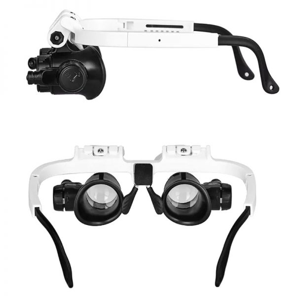 Ochelari de ceasornicar/lupe, marire x8 si x23, iluminare led, Gonga®, culoaremodel Alb/Negru