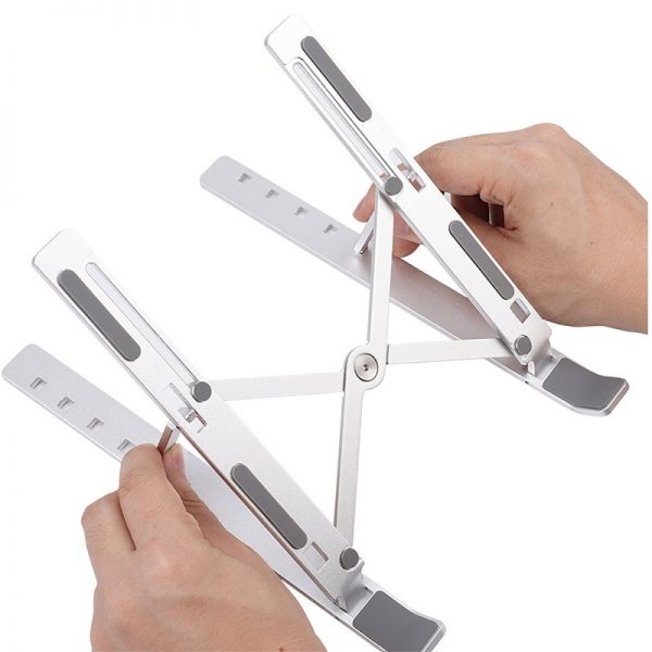 Suport pliabil pentru laptop, din aluminiu, 25×18 cm, Gonga®, culoaremodel Argintiu