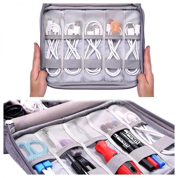 Geanta tip organizator pentru cabluri si accesorii, Gonga®, culoaremodel Negru