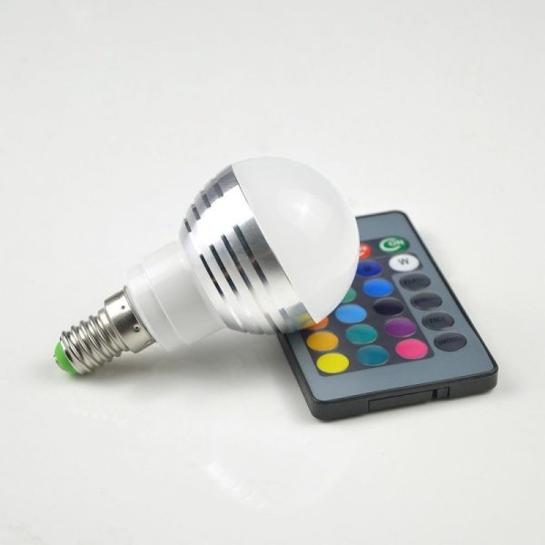 Bec led RGB, cu telecomanda, 3W, alb, Gonga®, culoaremodel Alb
