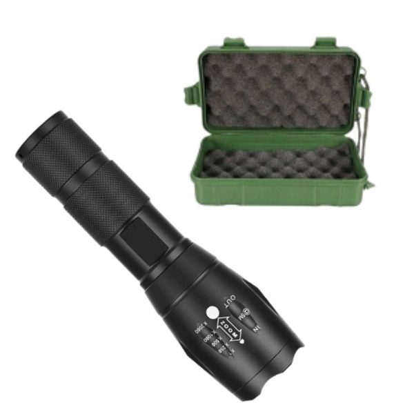 Lanterna LED tactica,13,2 x 3,5 cm, Gonga®, culoaremodel Negru