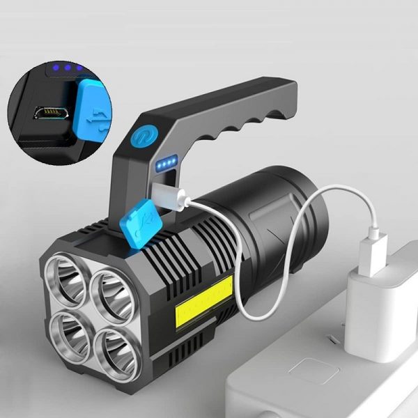 Lanterna LED reincarcabila, cu acumulatori, 15x6x6 cm, Gonga®, culoaremodel Negru