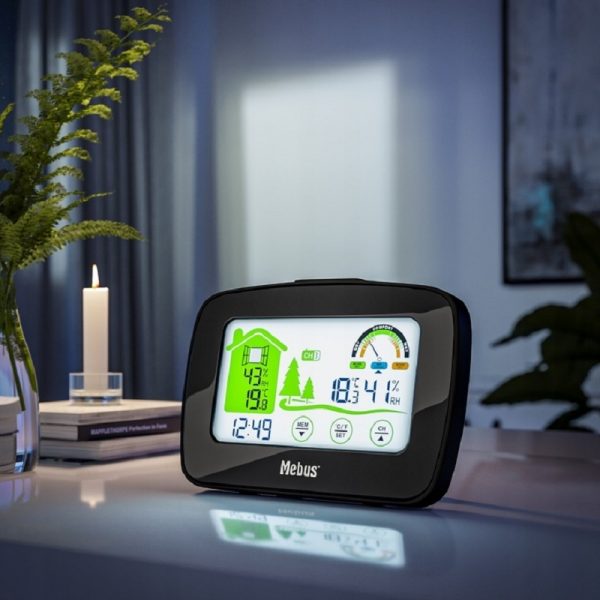 Statie meteo wireless, afisaj LCD color cu senzor de exterior, Merbus, culoaremodel Alb