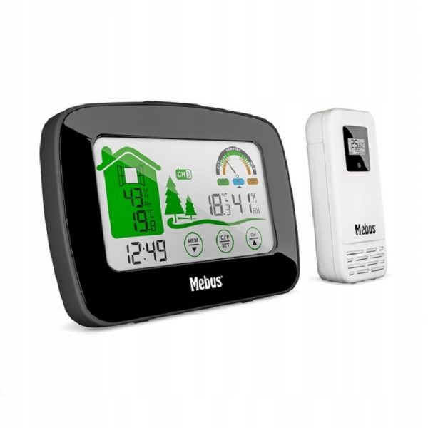 Statie meteo wireless, afisaj LCD color cu senzor de exterior, Merbus, culoaremodel Alb