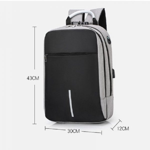Rucsac cu cifru si port USB, impermeabil, Gonga®, culoaremodel Gri