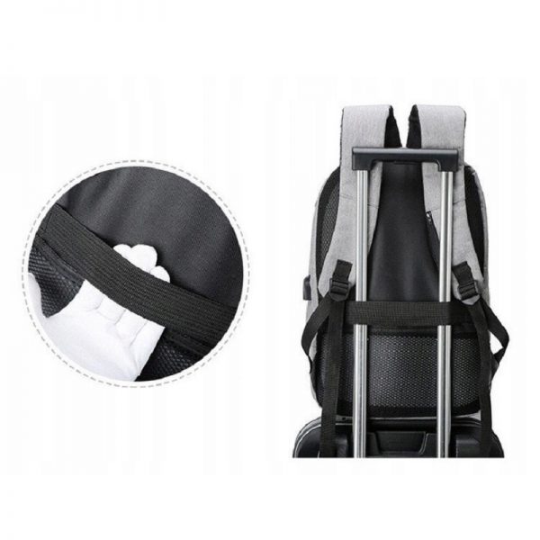 Rucsac cu cifru si port USB, impermeabil, Gonga®, culoaremodel Gri