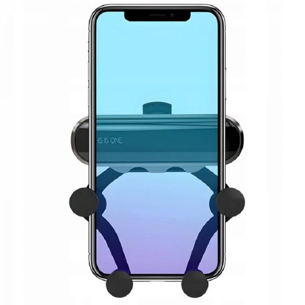 Suport auto telefon GRAVITY, 5 puncte sustinere, prindere grila ventilatie, Gonga®, culoaremodel Negru
