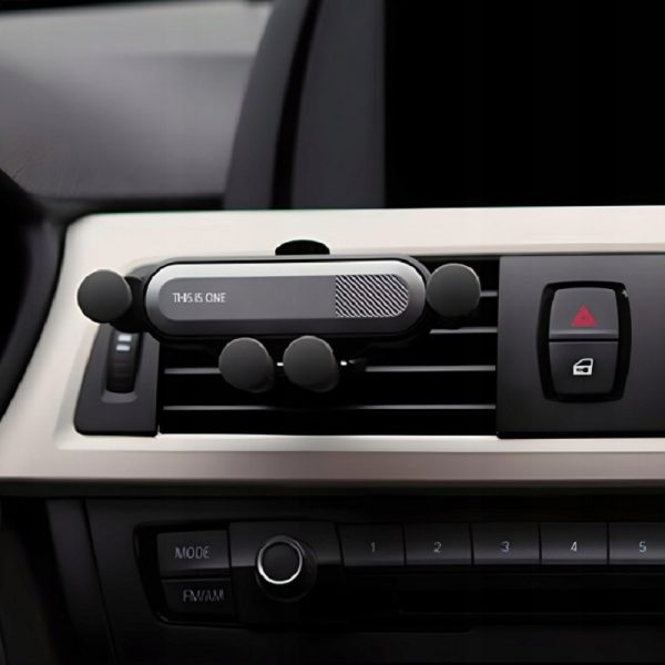 Suport auto telefon GRAVITY, 5 puncte sustinere, prindere grila ventilatie, Gonga®, culoaremodel Negru