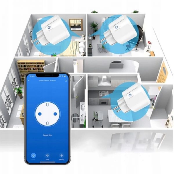 Priza wifi, smart, compatibila cu aplicatii Tuya, Smartlife, Gonga®, culoaremodel Alb